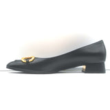 Gucci Baby Horsebit Ballet Flats Black Leather Size 38.5