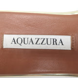 Aquazzura Divine Crisscross Slide Sandals Brown Leather Size 37.5