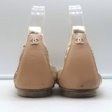 Chanel cap-toe sequin scrunch ballet flats in gold and beige leather, pre-owned, authentic luxury