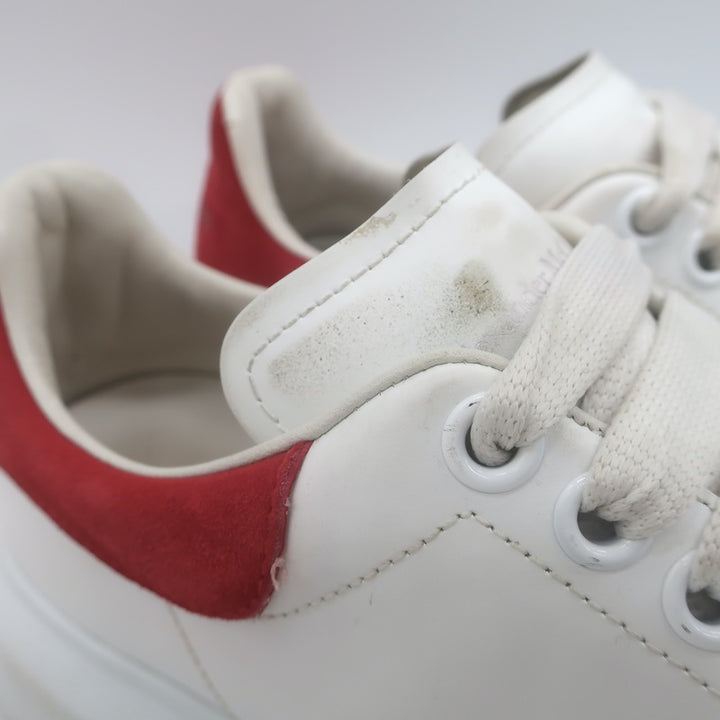 Alexander McQueen Oversized Sneakers White Leather &amp; Red Suede Size 37.5