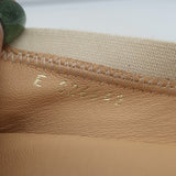 Authentic pre-owned Chanel cap-toe sequin scrunch ballet flats in gold and beige leather.