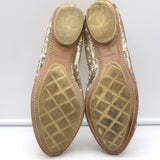 Authentic Chanel cap-toe sequin scrunch ballet flats in gold and beige leather, pre-owned (EU 39)