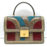 Dolce & Gabbana Patchwork Top Handle Shoulder Bag Snakeskin Suede & Leather