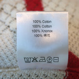 La DoubleJ Chevron Crop Sweater Cream/Red Pointelle Knit Cotton Size Small