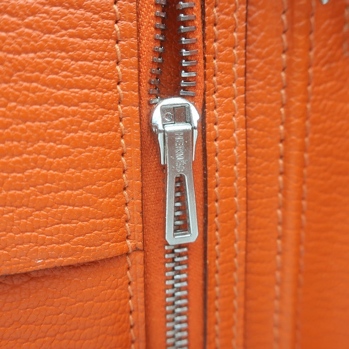 Hermes 2005 Vision Zip Agenda Cover Orange Chevre Leather Palladium Hardware