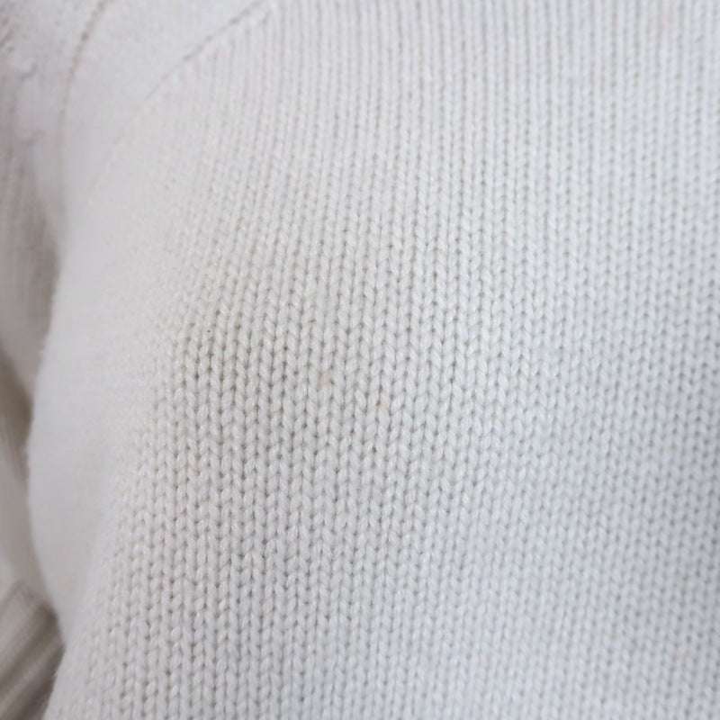 Nili Lotan Cashmere Ribbed-Cuff Raglan Sweater Off-White Size Small