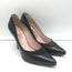 Salvatore Ferragamo Pumps Black Suede-Trimmed Leather Size 8 Pointed Toe Heels