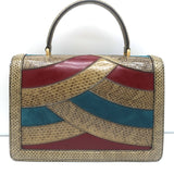 Dolce & Gabbana Patchwork Top Handle Shoulder Bag Snakeskin Suede & Leather
