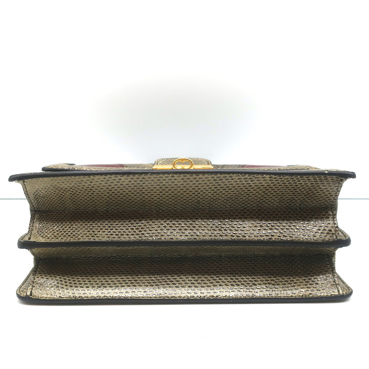 Dolce &amp; Gabbana Patchwork Top Handle Shoulder Bag Snakeskin Suede &amp; Leather