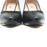 Salvatore Ferragamo Pumps Black Suede-Trimmed Leather Size 8 Pointed Toe Heels