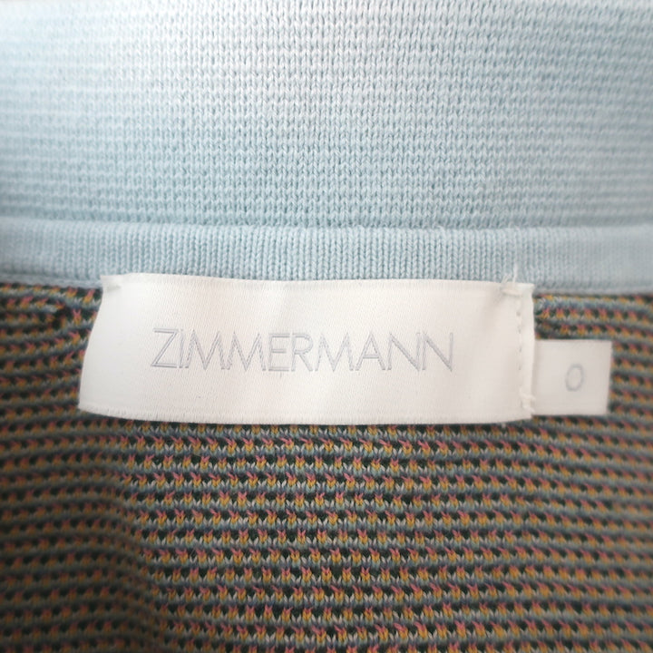 Zimmermann Cira Palm Tree Jacquard Knit Polo Shirt Blue Size 0