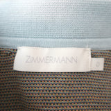 Zimmermann Cira Palm Tree Jacquard Knit Polo Shirt Blue Size 0