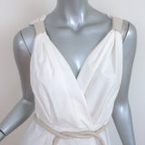 Nanushka Lilith Belted Maxi Wrap Dress White Cotton Size Extra Small