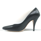 Salvatore Ferragamo Pumps Black Suede-Trimmed Leather Size 8 Pointed Toe Heels