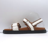 Louis Vuitton crocheted LV Sunset slingback sandals in cream and brown, size 39 — new without tags, authentic luxury