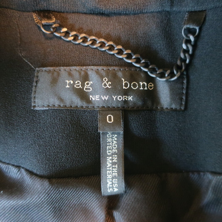 Rag &amp; Bone Slade Blazer Black Crepe Size 0 Single Breasted Jacket