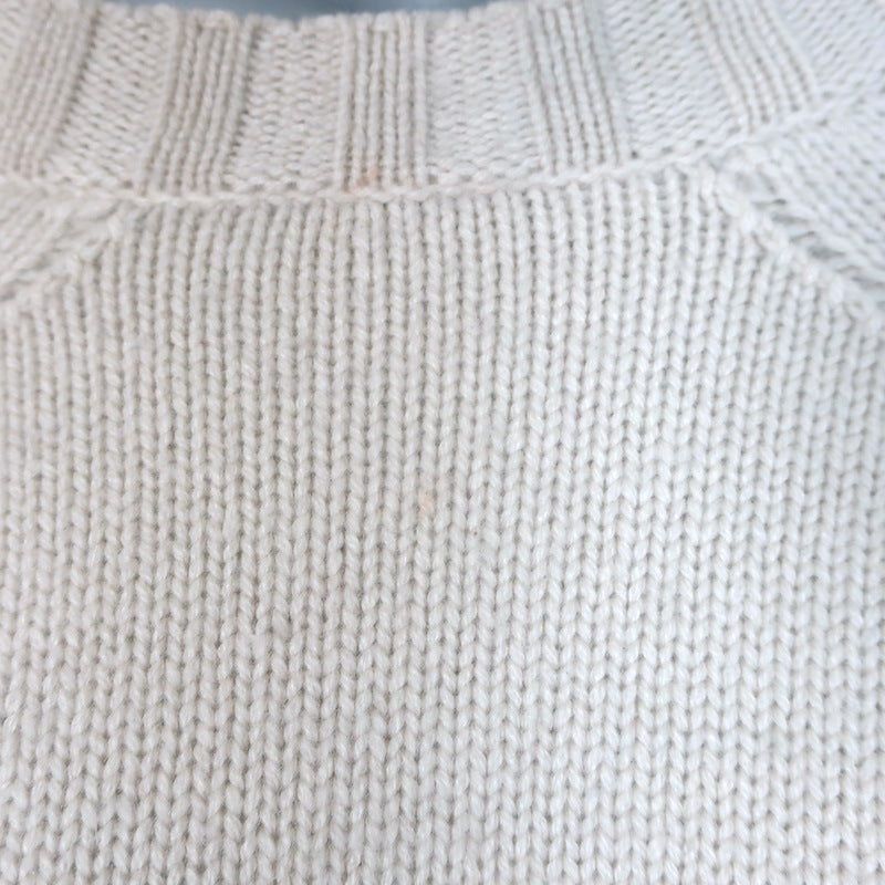 Nili Lotan Cashmere Ribbed-Cuff Raglan Sweater Off-White Size Small