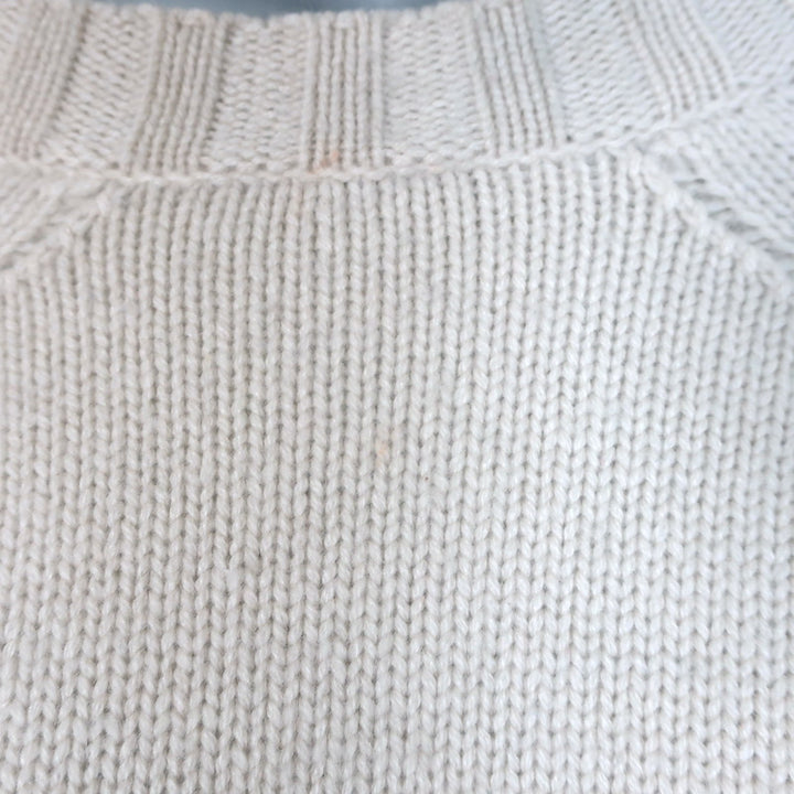 Nili Lotan Cashmere Ribbed-Cuff Raglan Sweater Off-White Size Small