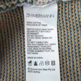 Zimmermann Cira Palm Tree Jacquard Knit Polo Shirt Blue Size 0