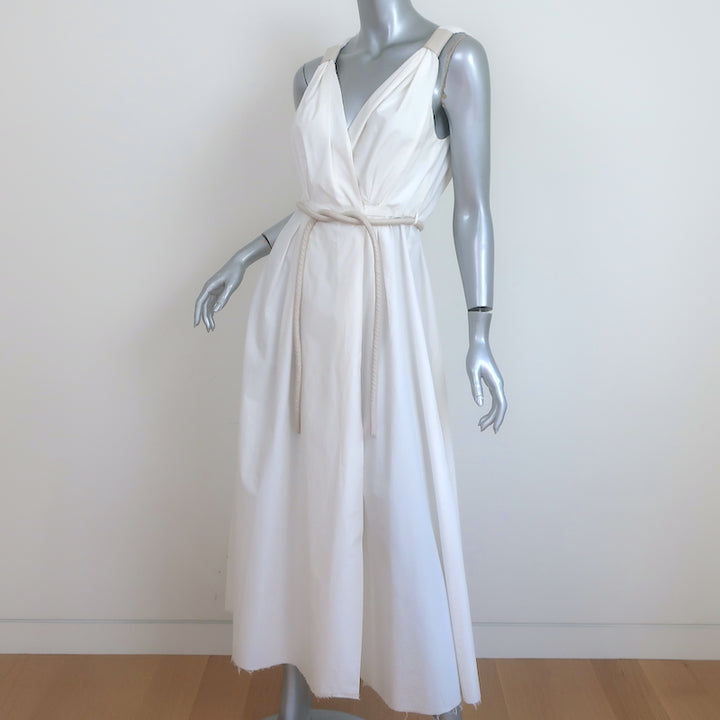 Nanushka Lilith Belted Maxi Wrap Dress White Cotton Size Extra Small
