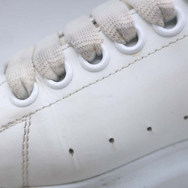Alexander McQueen Oversized Sneakers White Leather &amp; Red Suede Size 37.5