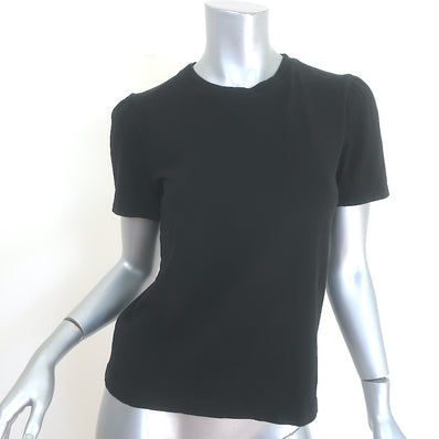 Citizens Of Humanity Hannah Puff Sleeve T-Shirt Black Cotton Size Extra Small