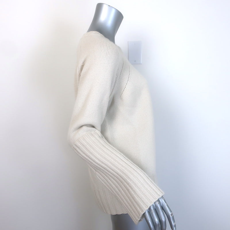 Nili Lotan Cashmere Ribbed-Cuff Raglan Sweater Off-White Size Small