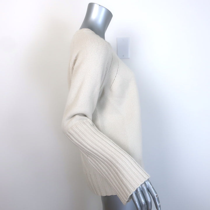 Nili Lotan Cashmere Ribbed-Cuff Raglan Sweater Off-White Size Small