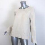 Nili Lotan Cashmere Ribbed-Cuff Raglan Sweater Off-White Size Small