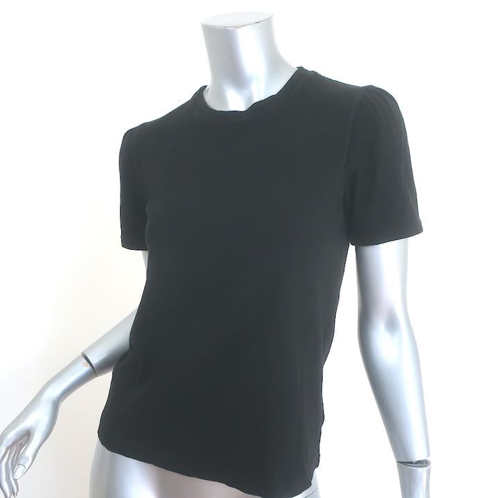 Citizens Of Humanity Hannah Puff Sleeve T-Shirt Black Cotton Size Extra Small