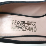 Salvatore Ferragamo Pumps Black Suede-Trimmed Leather Size 8 Pointed Toe Heels