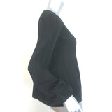 Maje Lockin Pleated Blouse Black Crepe Size 1 Long Sleeve Top