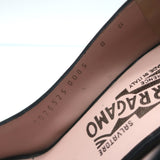 Salvatore Ferragamo Pumps Black Suede-Trimmed Leather Size 8 Pointed Toe Heels