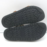 Louis Vuitton LV Sunset crocheted slingback sandals in cream and brown, authentic pre-owned luxury