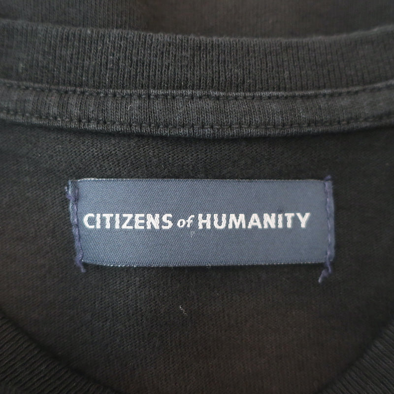 Citizens Of Humanity Hannah Puff Sleeve T-Shirt Black Cotton Size Extra Small