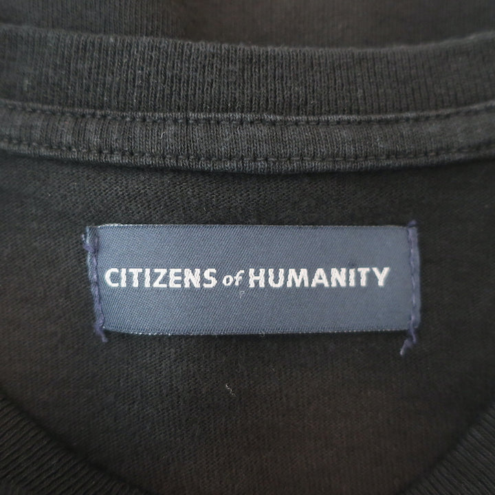 Citizens Of Humanity Hannah Puff Sleeve T-Shirt Black Cotton Size Extra Small