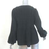 Maje Lockin Pleated Blouse Black Crepe Size 1 Long Sleeve Top