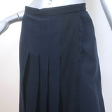 Christian Dior Pleated Midi Wrap Skirt Navy/Black Bicolor Frayed Wool Size US 6