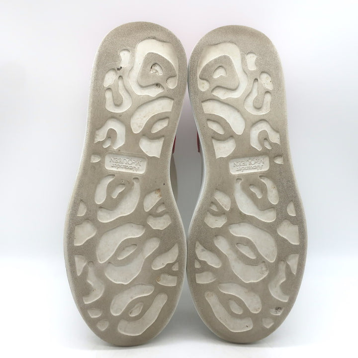 Alexander McQueen Oversized Sneakers White Leather &amp; Red Suede Size 37.5