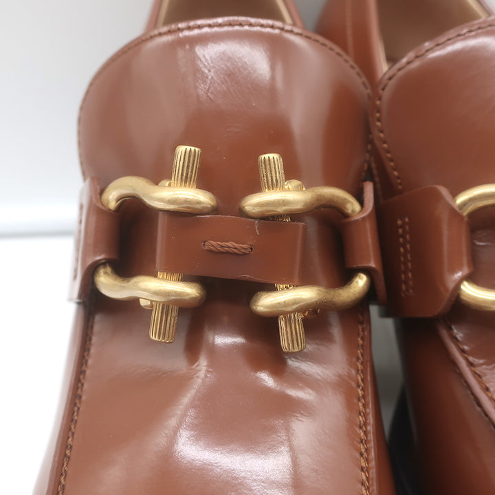 Bottega Veneta Monsieur Bit loafer pumps, brown polished leather, authentic pre-owned (gently worn)