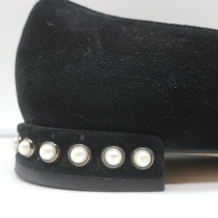 Stuart Weitzman Chicpearl Ballet Flats Black Suede Size 8