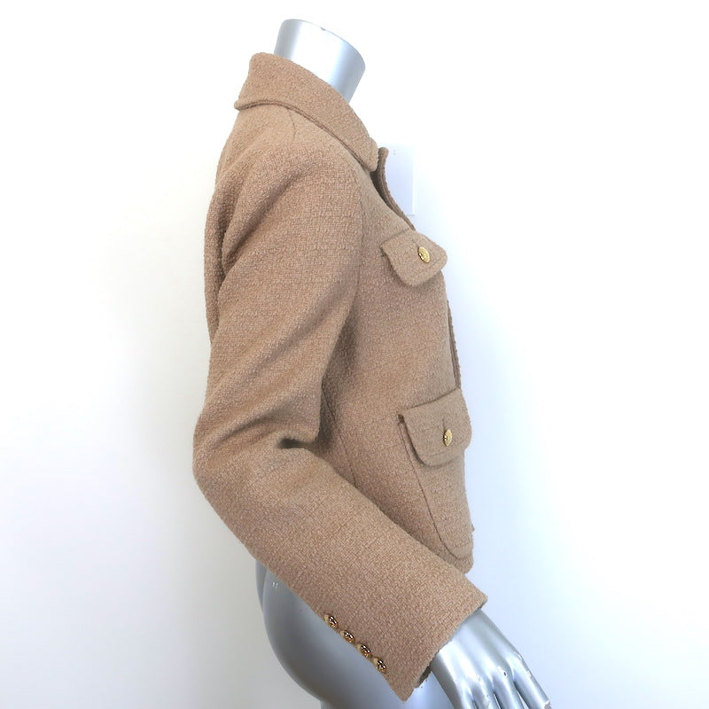 Nili Lotan Paloma Boucle Tweed Jacket Camel Cotton-Blend Size Extra Small
