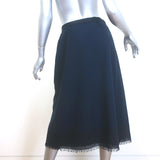 Christian Dior Pleated Midi Wrap Skirt Navy/Black Bicolor Frayed Wool Size US 6