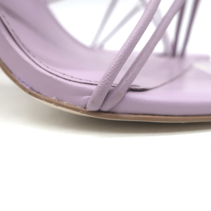 Cult Gaia Soleil Bamboo-Heel Ankle Wrap Sandals Lavender Leather Size 38