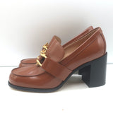 Bottega Veneta Monsieur Bit loafer pumps in brown polished leather, pre-owned — worn once, authentic luxury