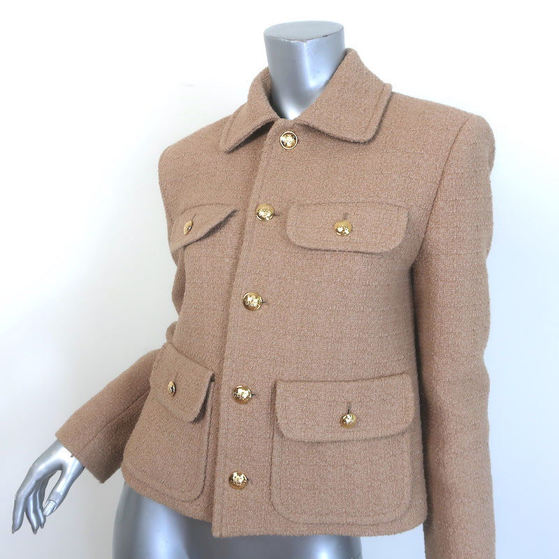 Nili Lotan Paloma Boucle Tweed Jacket Camel Cotton-Blend Size Extra Small