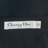 Christian Dior Pleated Midi Wrap Skirt Navy/Black Bicolor Frayed Wool Size US 6