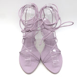 Cult Gaia Soleil Bamboo-Heel Ankle Wrap Sandals Lavender Leather Size 38