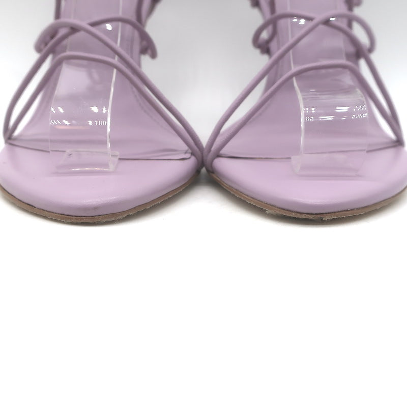 Cult Gaia Soleil Bamboo-Heel Ankle Wrap Sandals Lavender Leather Size 38