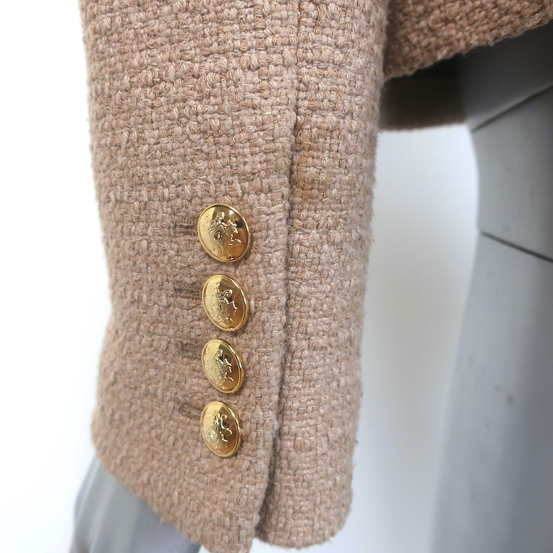 Nili Lotan Paloma Boucle Tweed Jacket Camel Cotton-Blend Size Extra Small